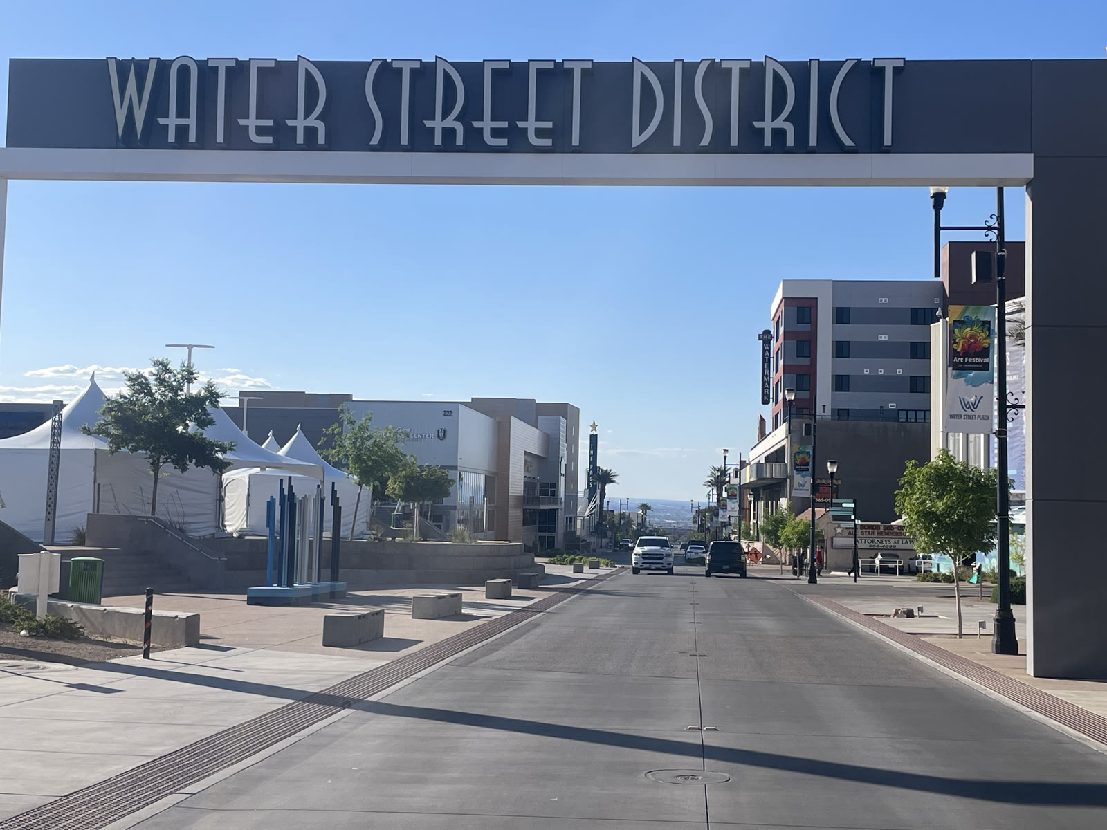 The southern gateway arch over Water Street in downtown Henderson, Nevada